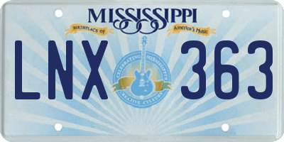 MS license plate LNX363