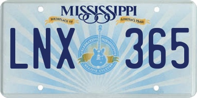 MS license plate LNX365