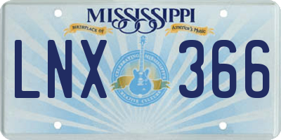 MS license plate LNX366