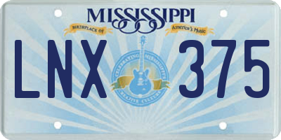 MS license plate LNX375