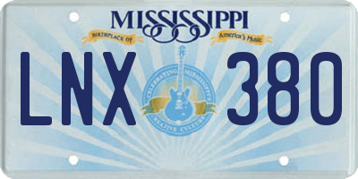 MS license plate LNX380