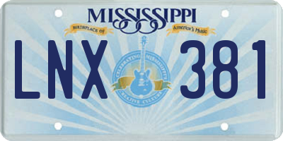 MS license plate LNX381