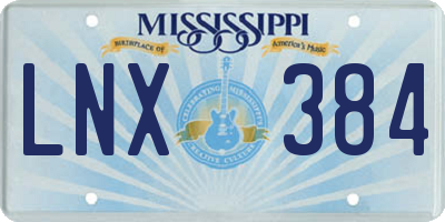 MS license plate LNX384