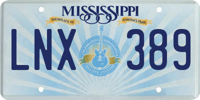 MS license plate LNX389