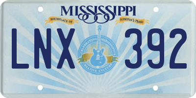 MS license plate LNX392