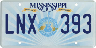 MS license plate LNX393