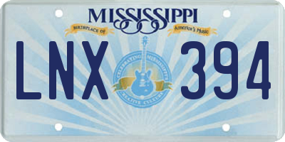 MS license plate LNX394