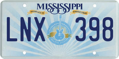 MS license plate LNX398