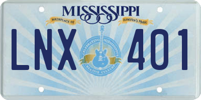 MS license plate LNX401