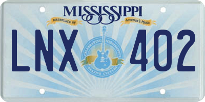 MS license plate LNX402