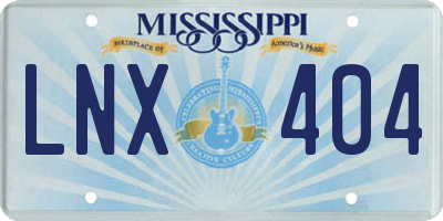 MS license plate LNX404