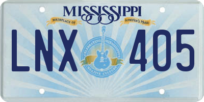 MS license plate LNX405