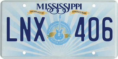 MS license plate LNX406