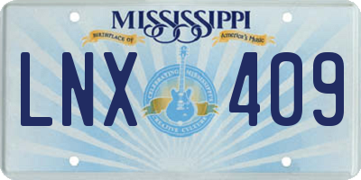 MS license plate LNX409