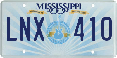 MS license plate LNX410