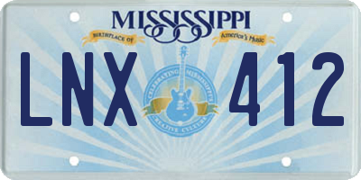 MS license plate LNX412
