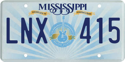 MS license plate LNX415