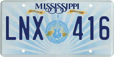 MS license plate LNX416
