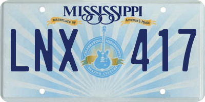 MS license plate LNX417