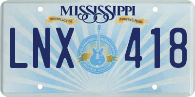 MS license plate LNX418