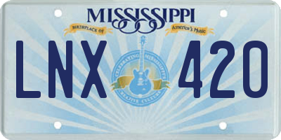 MS license plate LNX420