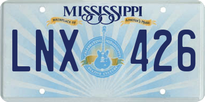 MS license plate LNX426