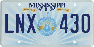 MS license plate LNX430