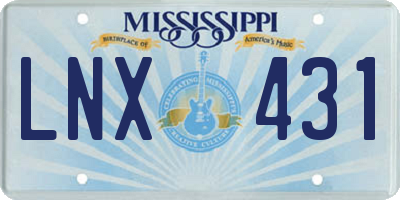 MS license plate LNX431