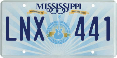 MS license plate LNX441