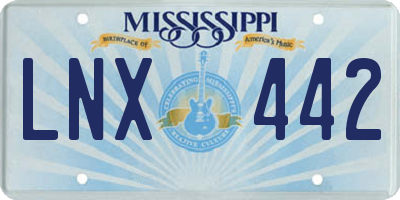 MS license plate LNX442