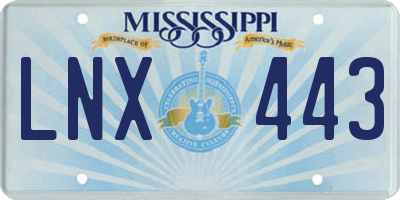 MS license plate LNX443