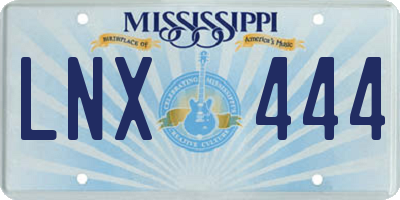 MS license plate LNX444
