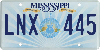 MS license plate LNX445
