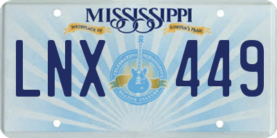 MS license plate LNX449