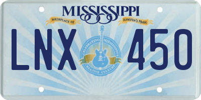 MS license plate LNX450