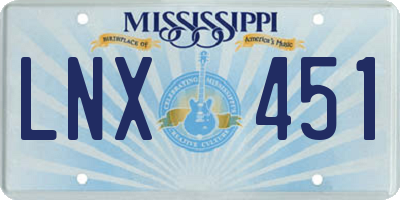 MS license plate LNX451