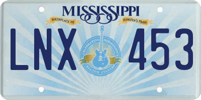 MS license plate LNX453