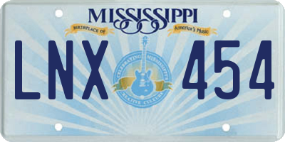 MS license plate LNX454