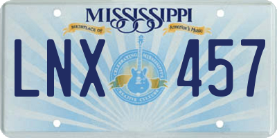 MS license plate LNX457