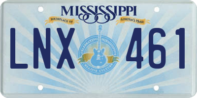 MS license plate LNX461