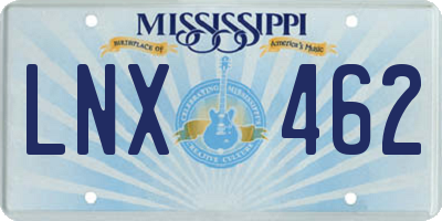 MS license plate LNX462