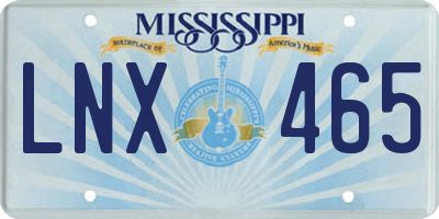 MS license plate LNX465
