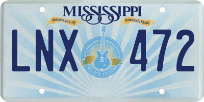MS license plate LNX472