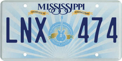 MS license plate LNX474
