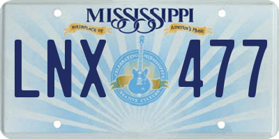 MS license plate LNX477