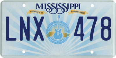 MS license plate LNX478