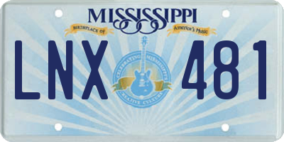 MS license plate LNX481