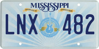 MS license plate LNX482