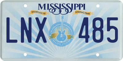 MS license plate LNX485