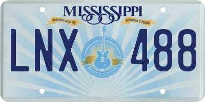 MS license plate LNX488